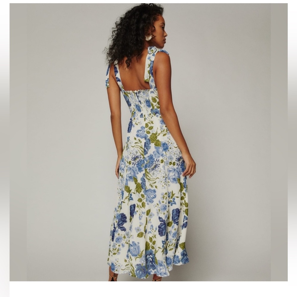 Reformation Blue and Green Floral Midi Dress. Size 4 - Picture 5 of 11